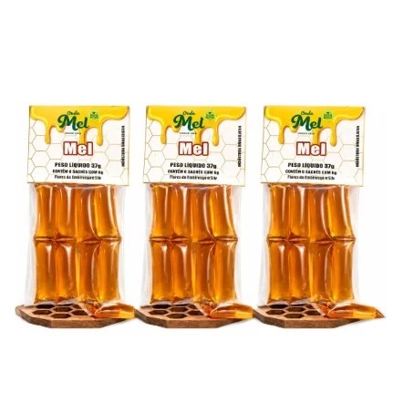 Kit 3 Blister Mel Puro Sachê Onda Mel 32g